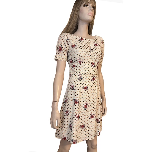 ModCloth Dress Keyhole Story A Line Floral Empire Waist Rayon Vintage Inspired - Picture 9 of 16